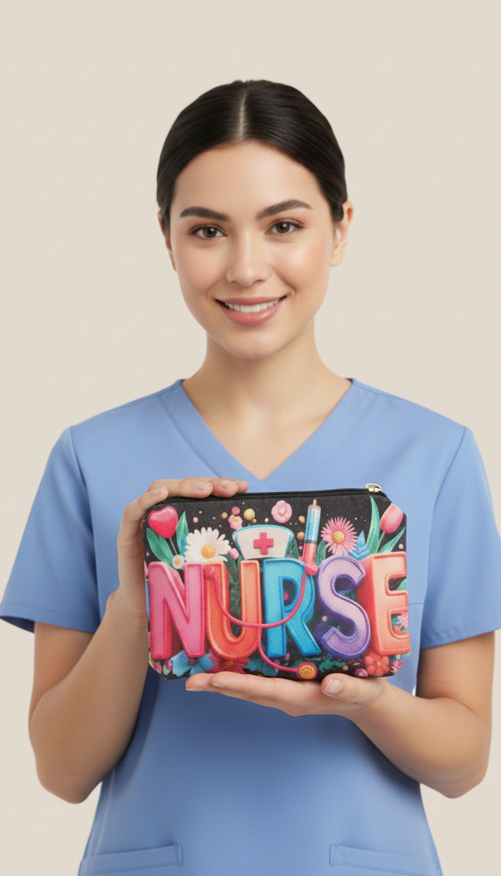 “Floral nurse cosmetic pouch – Clinical Outfitters”