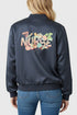 Nurse Bomber Jacket Navy Satin with Back Print