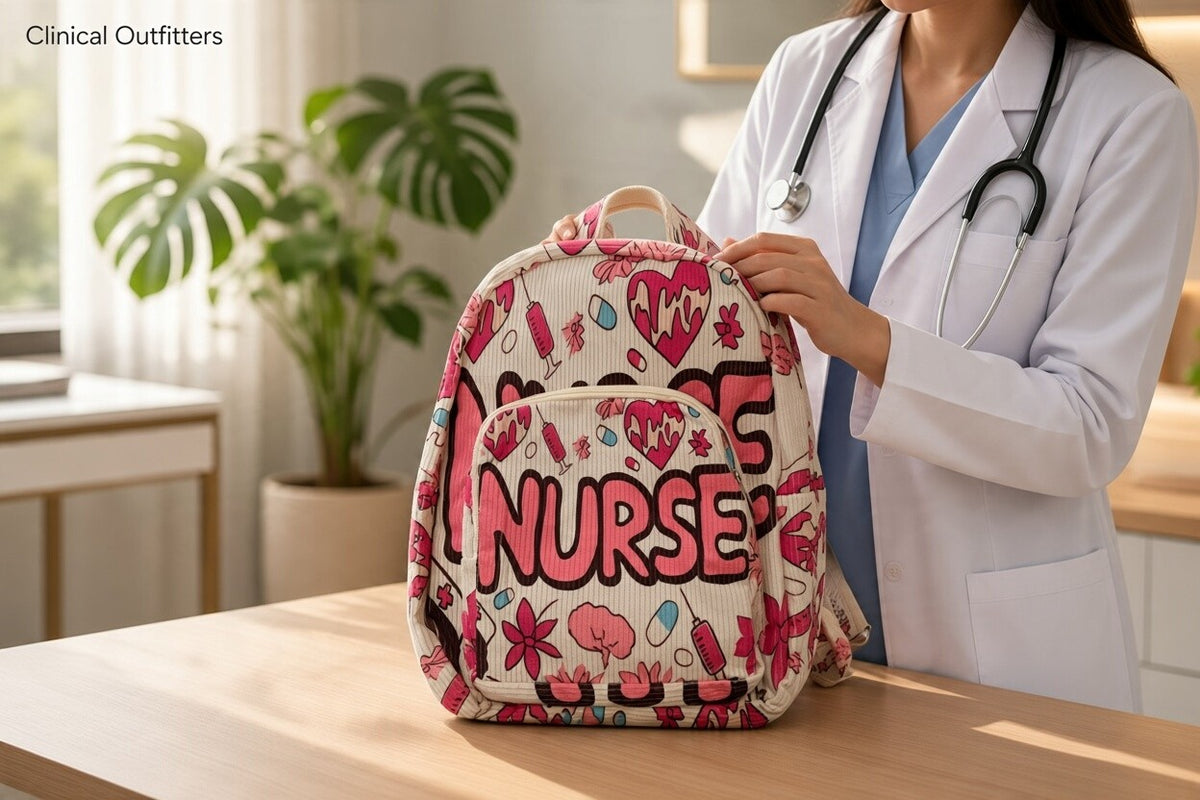 Pink Nurse Print Backpack